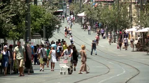 Jaffa Street of Jerusalem 2 Stock Footage 20058143