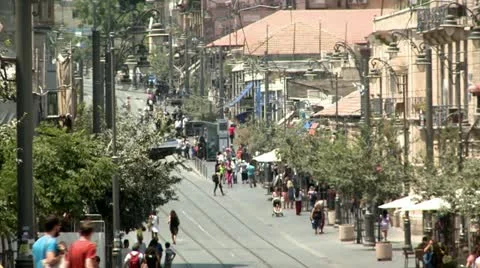 Jaffa Street of Jerusalem 5 Stock Footage 20110515