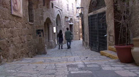 Jaffa. The streets of the old town Stock Footage 51328445