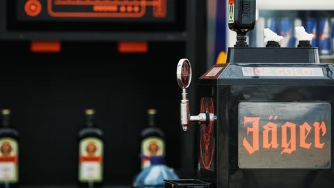 Jagermeister bar stand Stock Footage 105108010