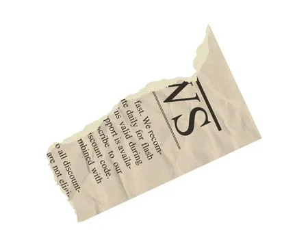 Jagged angle rip edge vintage torn newspaper corner note vector. Ripped article Stock-Illustration