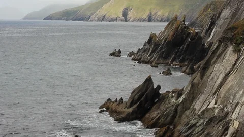 Jagged coastline rocks Stock Footage 95322393