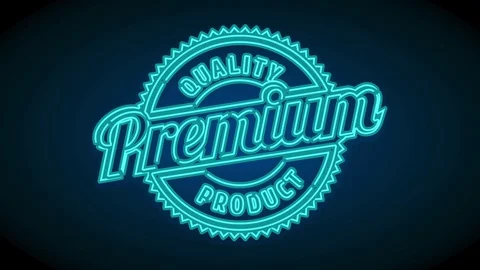 Jagged edge neon circle surrounding quality premium product with vintage letters Stock Footage 130035445