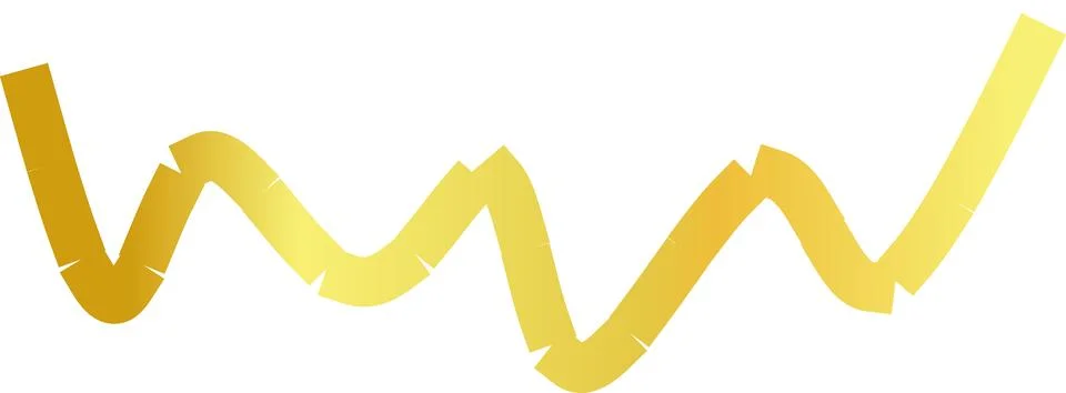 Jagged gold segmented line, abstract yellow wave, textured golden stroke イラスト素材