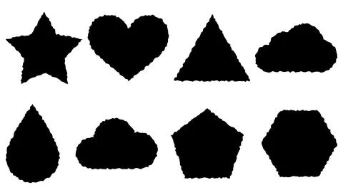 Jagged heart star triangle drop cloud shape set vector Ilustración de archivo
