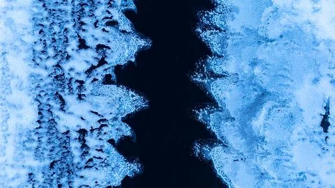 Jagged Ice and River Flow Aerial Foto stock