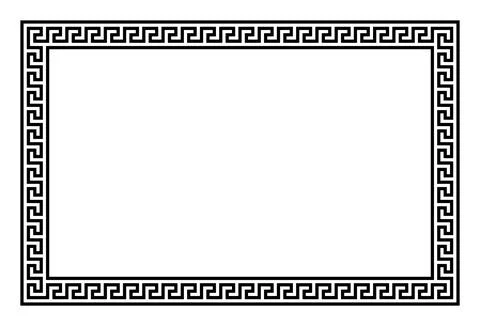 Jagged meander pattern, rectangular frame with Greek key pattern Stock Illustration