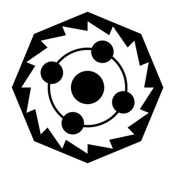 Jagged octagon, with five elements symbol, modeled on crop circle pattern 스톡 일러스트