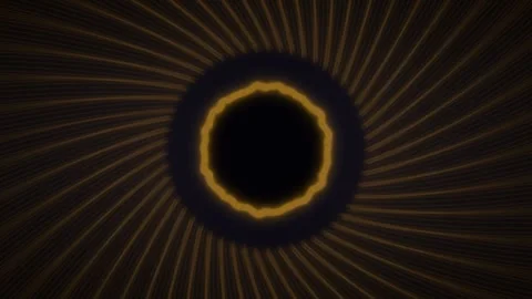 Jagged orange glowing rings with radiating lines on black background. 4K Video stock 341847419
