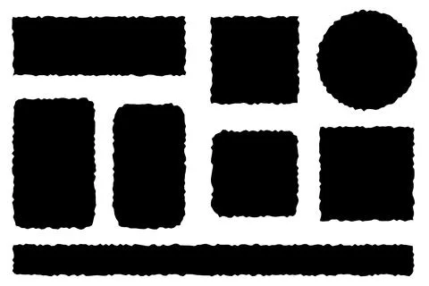 Jagged rectangle and circle shape collection isolated vector Illustrazione stock