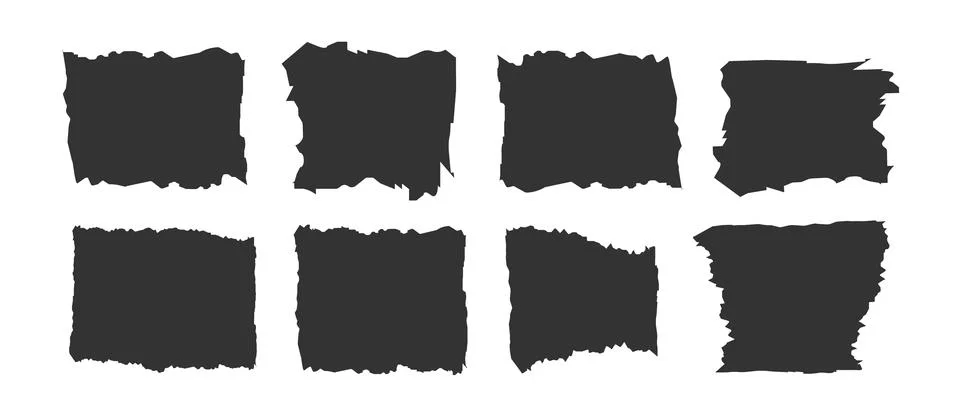 Jagged rectangle. Set of Paper torn, jagged edge rectangle shape. Rectangle torn Illustrazione stock