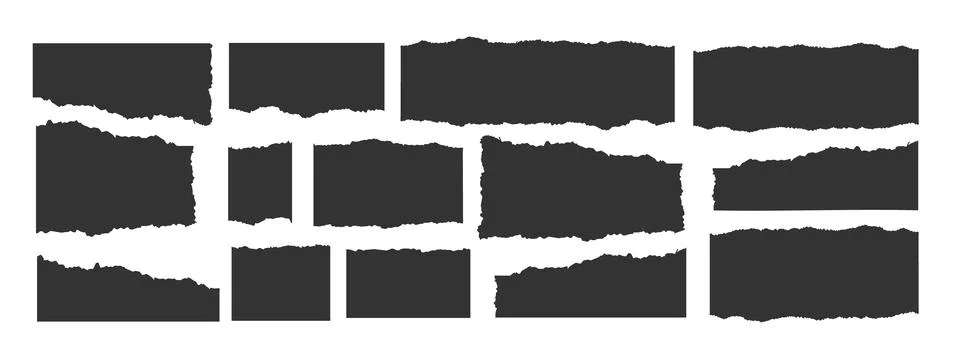 Jagged rectangle. Set of Paper torn, jagged edge rectangle shape. Rectangle torn Stock Illustration