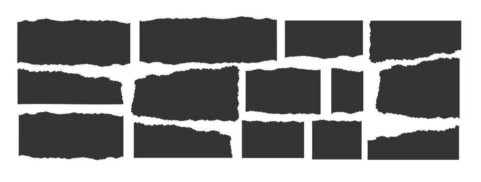Jagged rectangle. Set of Paper torn, jagged edge rectangle shape. Rectangle torn Illustrazione stock