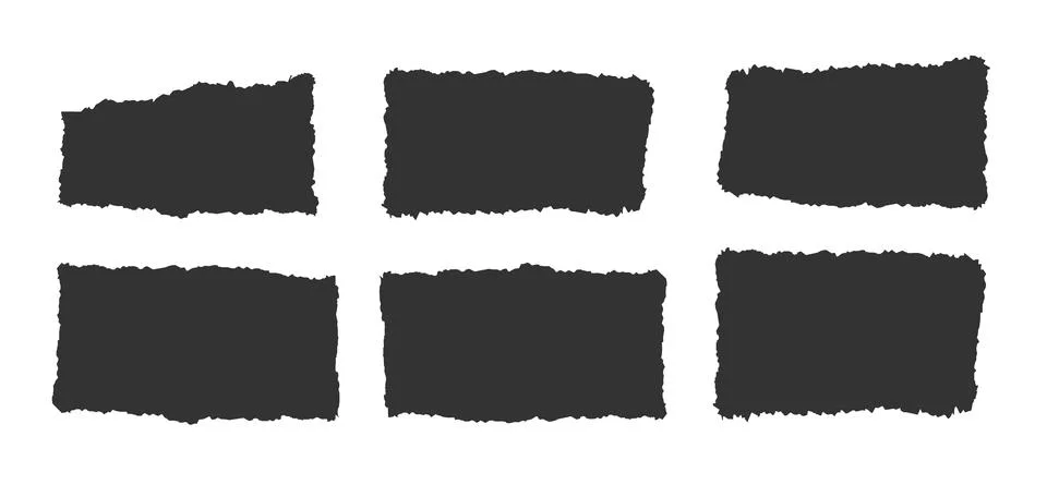 Jagged rectangle. Set of Paper torn, jagged edge rectangle shape. Rectangle torn Stock Illustration
