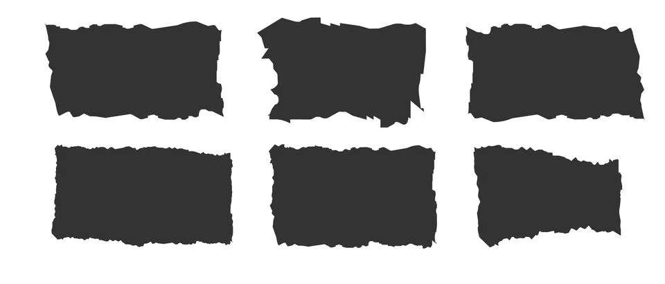 Jagged rectangle. Set of Paper torn, jagged edge rectangle shape. Rectangle torn Stock Illustration