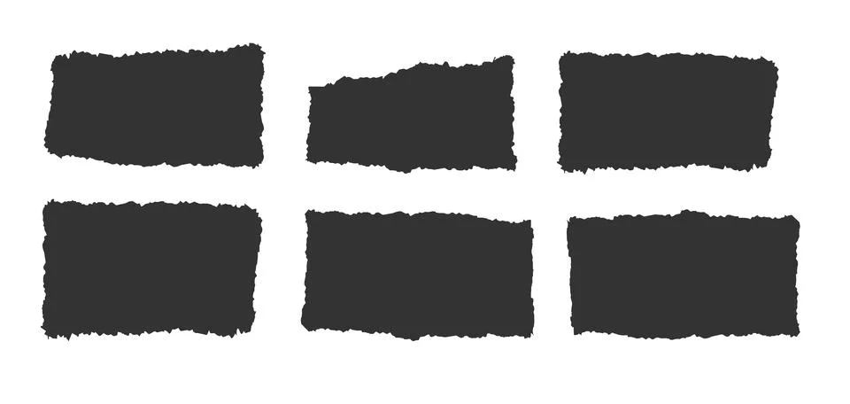 Jagged rectangle. Set of Paper torn, jagged edge rectangle shape. Rectangle torn Stock Illustration