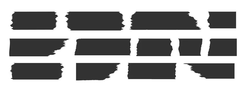 Jagged rectangle. Set of Paper torn, jagged edge rectangle shape. Rectangle torn Stock Illustration