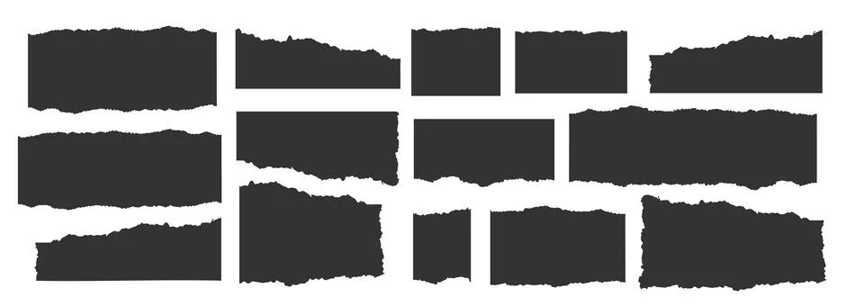 Jagged rectangle. Set of Paper torn, jagged edge rectangle shape. Rectangle torn Stock Illustration