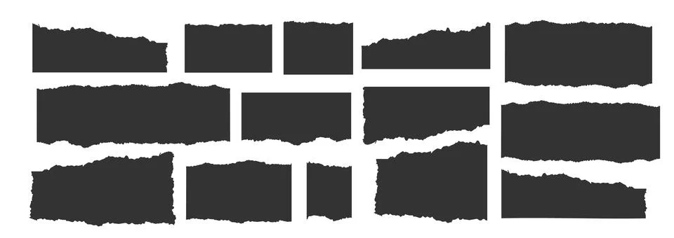 Jagged rectangle. Set of Paper torn, jagged edge rectangle shape. Rectangle torn Stock Illustration