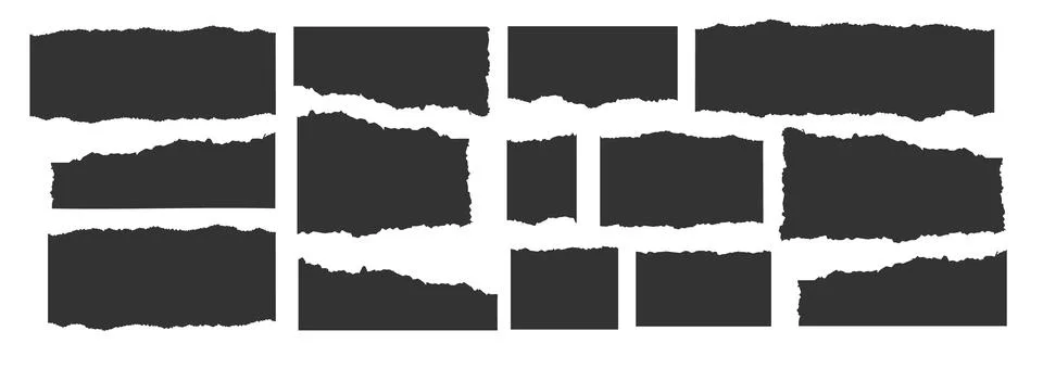 Jagged rectangle. Set of Paper torn, jagged edge rectangle shape. Rectangle torn Stock Illustration