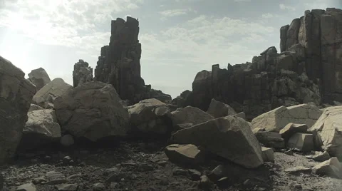 Jagged rocks on baron landscape Stock Footage 67407378