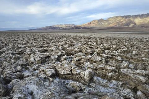 Jagged salt formations at the Devil's Golf Course, Death Valley, California Stock Photos