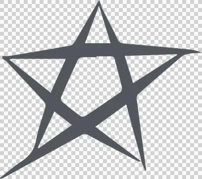 Jagged star shape is appearing in flat design with crooked central pentagon, Stock Illustration