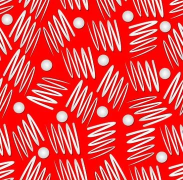 Jagged wavy line elements on red background Stock Illustration