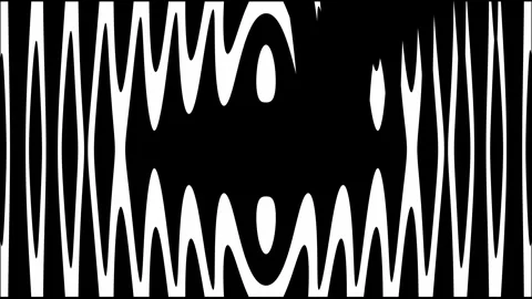 Jagged white rhythmic waveforms growing into a circular frame on black Vídeos de archivo 333333221