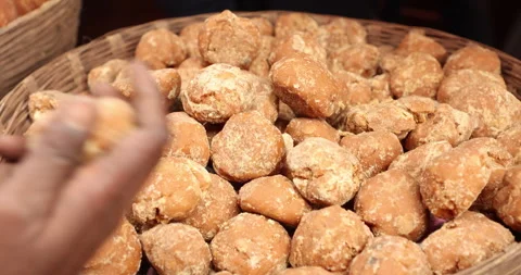 Jaggery display in Market Stock Footage 324242433