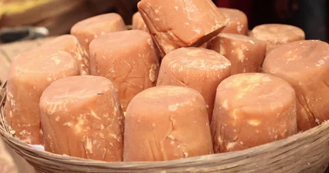 Jaggery display in Market Stock Footage 324244136