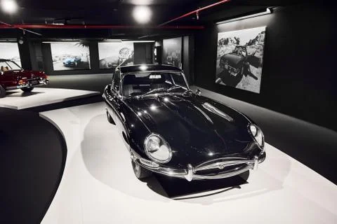 Jaguar E-Type (XKE). Most beautiful car. Retro car. Classic Car exhibition -  Stock Photos