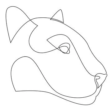 Jaguar head continuous one line drawing. Single line vector illustration. Illustrazione stock