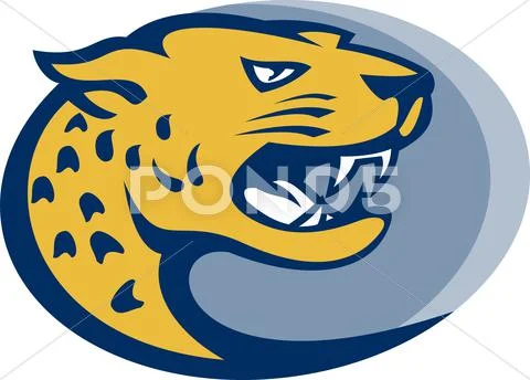 Jaguar head facing side Stock Illustration