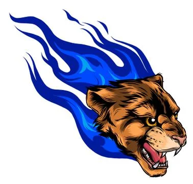 Jaguar head with Flame Tattoo vector illustration Illustrazione stock