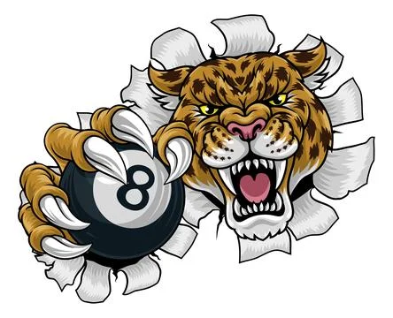 Jaguar Leopard Cheetah Pool Billiards Ball Mascot Stock Illustration