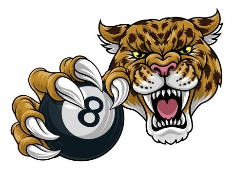 Jaguar Leopard Cheetah Pool Billiards Ball Mascot 库存插图