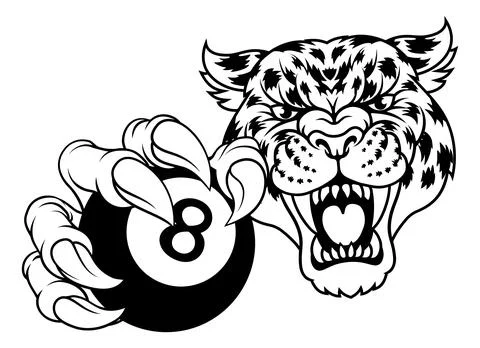 Jaguar Leopard Cheetah Pool Billiards Ball Mascot Stock Illustration