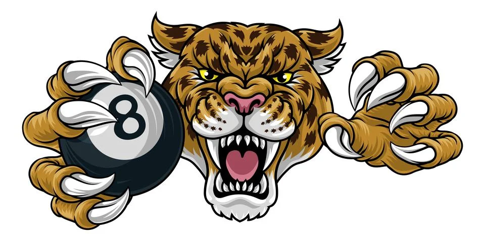 Jaguar Leopard Cheetah Pool Billiards Ball Mascot Stock Illustration