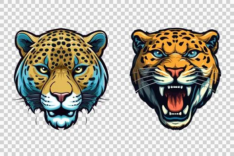 Jaguar mascot faces roaring vector illustration logo イラスト素材