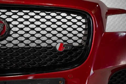 Jaguar S-Type grille model badge close up Foto stock