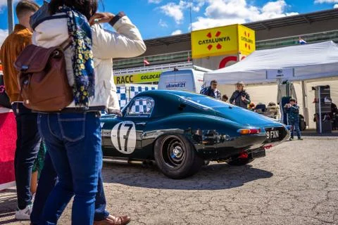 Jaguar Type E 3.8 Lightweight 1963 in montjuic spirit Barcelona circuit car s Foto stock