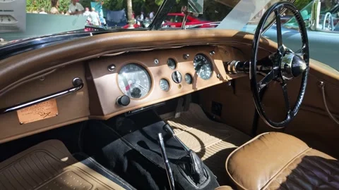Jaguar XK120 Interior Dash Slow Motion Stock Footage 323158007