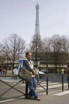 Jai Shankar Sharma posing at Eiffel Tower seven wonder of the world, Paris... Stock-Fotos