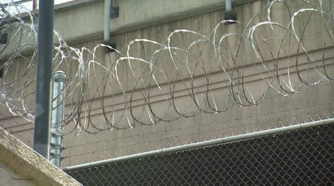 Jail 6 Brabed Wire - Two clips in one Stock Footage 22841979