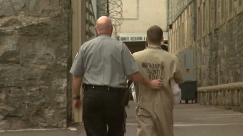 Jail 9 Inmate Walking Stock Footage 22841128