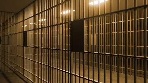 Jail bars creating a confining and intimidating atmosphere in prison Illustration