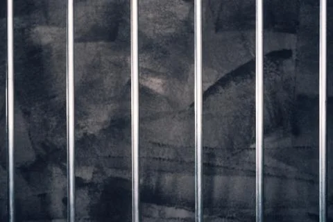 Jail bars, empty dark prison cell 스톡 사진