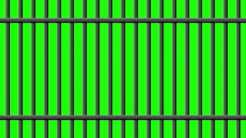 Jail bars with green background for chroma key use Stock Footage 305903234