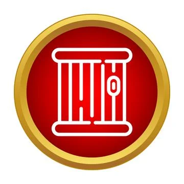 Jail bars inside red golden circle icon Stock Illustration